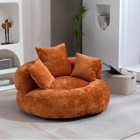 Sillón relax 108x108x52 cm naranja, 3 cojines, chenilla, sin montaje MEUBLIV (1/5)