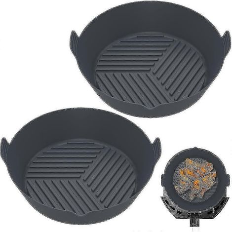 Marmite en silicone pour friteuse à air avec poignée, doublure réutilisable pour friteuse à air, panier en silicone résistant à la chaleur pour friteuse à air, plaque de cuisson ronde, accessoires pou