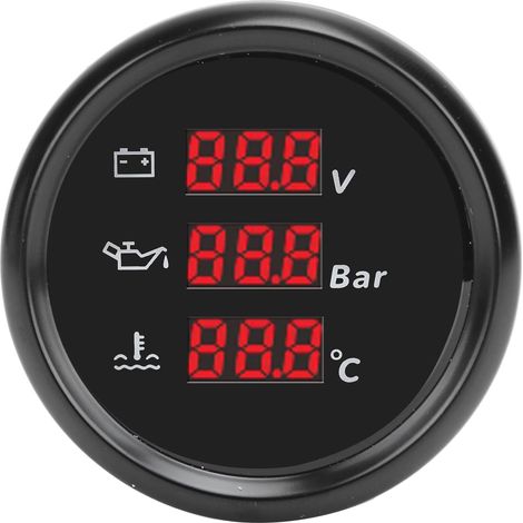 52-mm-Digitalanzeige – Öldruck und -temperatur – Edelstahl – IP67 wasserdicht – für Boote und Wohnmobile – rote Hintergrundbeleuchtung (1/5)