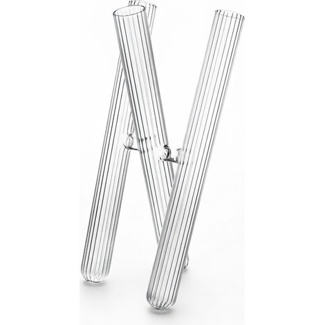 Vase tube en verre blanc rayé modèle 7