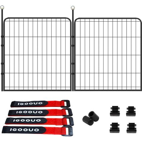 Parc pour chiot intérieur/extérieur - 61 cm de haut - Portable avec sangles faciles à transporter - 2 panneaux supplémentaires - Enclos pour petits chiens - Enclos antirouille pour camping (1/5)