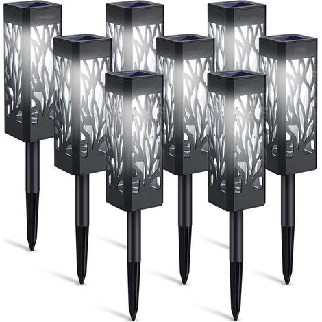 Lampes solaires de jardin d'extérieur, ensemble de 6 pièces, lumière blanche, IP65, avec fonction marche/arrêt automatique, adaptées aux patios. (1/5)