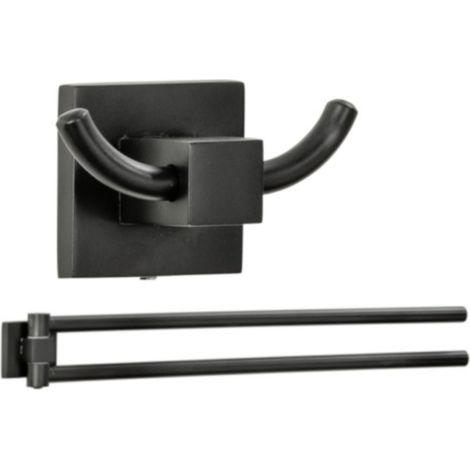 Fackelmann NEW YORK Accessoires Set Handtuchhalter flexibel /Doppelhaken Schwarz"-"06332145 (1/3)