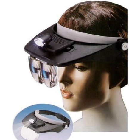 TrAdE Shop Traesio - Visiera Con Luce Lenti Di Ingrandimento 2 Led 4 Lenti Torcia Frontale -