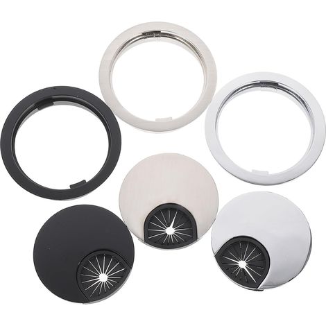Cache-trou de Câble Rond pour Bureau, Lot de 3, Alliage de Zinc  Gestion des Fils, Format Rond, Usage Bureau et Salle de Réunion, Solution Compacte pour L’espace (1/5)