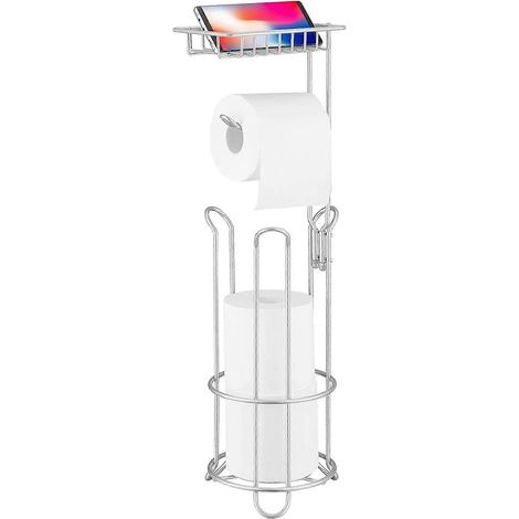 Distributeur de papier toilette auto-adhésif en acier inoxydable, mural, sans perçage, pour salle de bain et cuisine (argenté) (1/5)