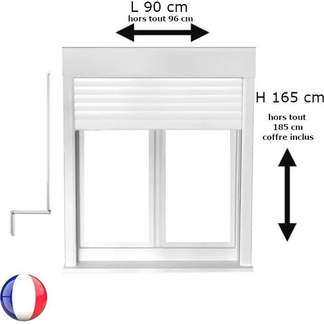 Fenêtre PVC 2 vantaux oscillo-battant avec volet roulant manivelle H 165 x L 90 cm pour pose en neuf (1/5)