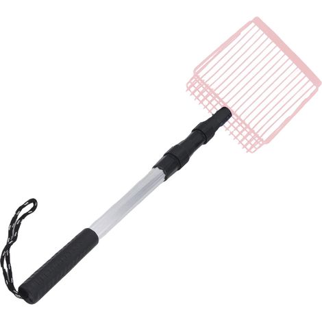 Pelle à litière pour poules en métal, 3 sections, longue, antiadhésive, à main, rose (1/5)