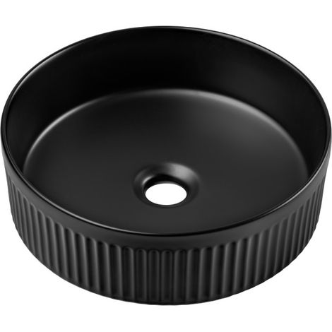 Vasque à poser en céramique à rainures "Beyond" - Noir mat - D 36 cm - Livraison gratuite
