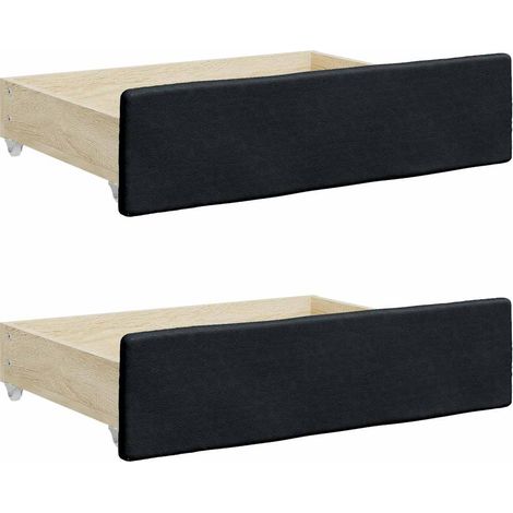 Cajones de cama 2 uds madera ingeniería y cuero sintético negro vidaXL