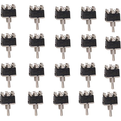 Lot de 20 interrupteurs à bascule BERM, mini-interrupteurs LED à 3 positions (Marche/Arrêt/Marche), 6 broches, 15 A, 250 V CA. (1/5)