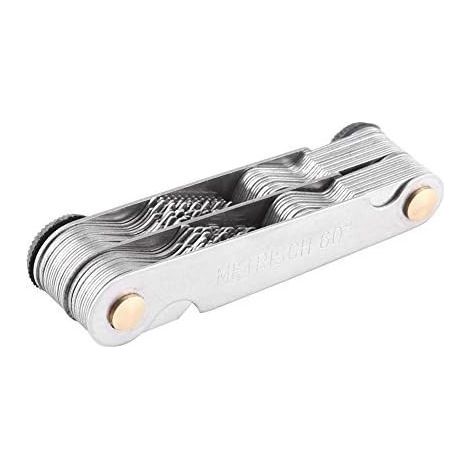 Jauge de Mesure de Filetage, 52 pièces en Acier Inoxydable jauge de Prise de Filetage 60 et 55 degrés Outil de Mesure de Pas de vis (métrique et Imper)(52pc) (1/4)