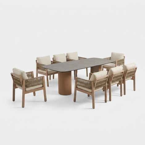 Gartentischset Toscana mit 8 Polstersesseln für stilvolles Outdoor-Dining (1/5)