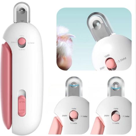 Coupe-ongles réglable pour animaux de compagnie, quatre réglages pour éviter les coupures (rose)