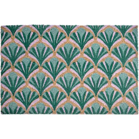 Felpudo de fibra de coco antideslizante 40 x 60 cm con dorso de PVC verde Tatalik