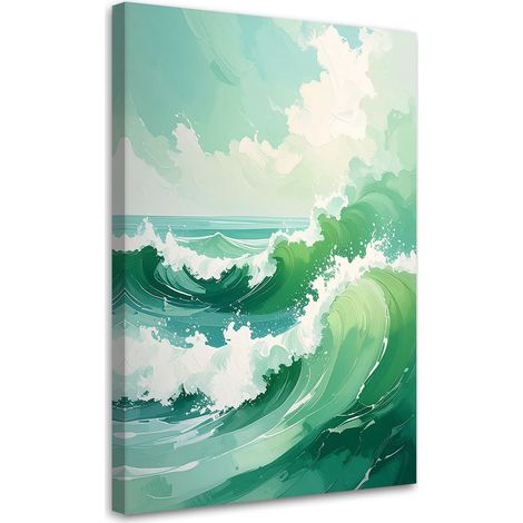 Tableau déco Mer et vagues Paysage pastel moderne vert 60x90 (1/4)