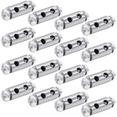 16 pcs Serre à Capuchon, Serre Cable Acier, Serre Cable Inox, pour câbles Double Extrémité en Fil d'Acier, Tendeur Cable Inox avec Écrous d’Extrémité pour Cordes à Rideaux, Cordes à Linge (1/4)