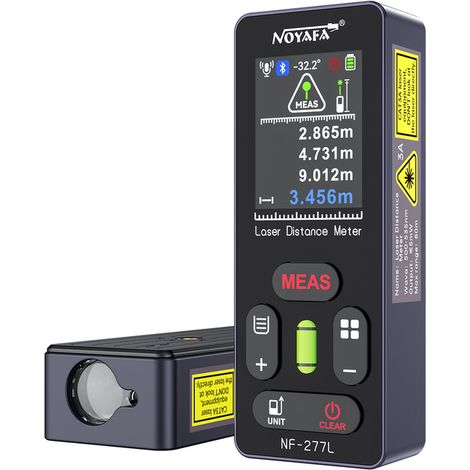 Télémètre Laser NOYAFA NF-277L–120m, Précision ±1.5mm, Laser Vert, Bluetooth, Écran Couleur 2.0" – Mesure Surface/Volume/Pythagore, Niveau Électronique – Pour Professionnels du BTP et Bricolage (1/5)