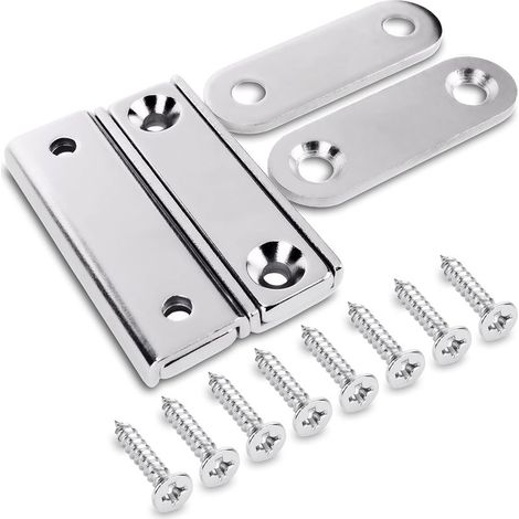 2 pièces Aimants Néodymes Rectangulaires avec Trou 40x13,8x5 mm, 15 kg de force + 2 rondelles en acier + 8 vis incluses (1/5)