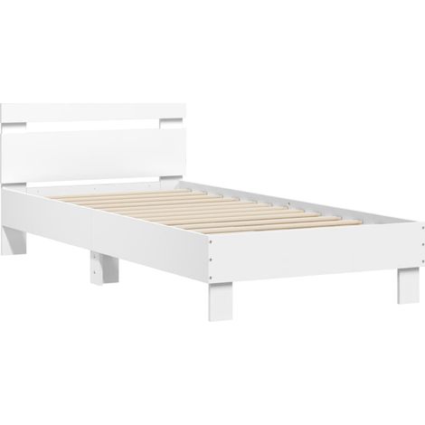 Estructura cama con cabecero madera ingeniería blanco 90x200 cm vidaXL