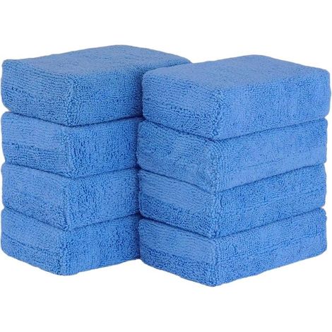 8 tampons cire microfibre 12×8×4 cm, éponges souples lavables, detailing intérieur/extérieur voiture