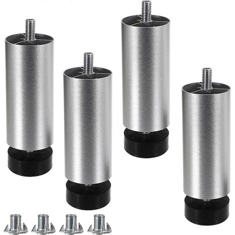 Ensemble de 4 pieds de meubles de 2 pouces, pieds de canapé, pieds de canapé de remplacement en alliage d'aluminium, avec écrous en T filetés M8, pieds de table et de chaise robustes, Adjusta 4 pouces (1/5)