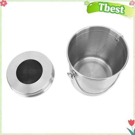 Tbest Poubelle à compost de comptoir Bac à compost rond en acier inoxydable, élimine les odeurs, avec filtres droguerie corbeille (1/5)