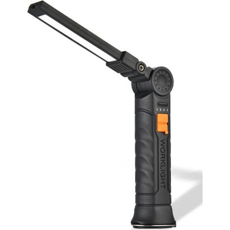 Lampe de travail LED rechargeable avec base magnétique et rotation 360°, crochet pliable, étanche IPX5, éclairage polyvalent (1/5)
