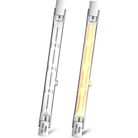 500W R7s Ampoule Halogène 118mm, Ampoule Halogène Crayon Dimmable Blanc Chaud 2800K, J118 Ampoule Projecteur Linéaire à Double Extrémité (Lot de 2) (1/5)