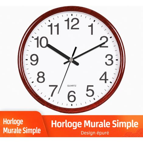 Horloge murale silencieuse à quartz 12 pouces ronde couleur bois modèle 2608 2608 1,2 kg – Livraison gratuite (1/5)