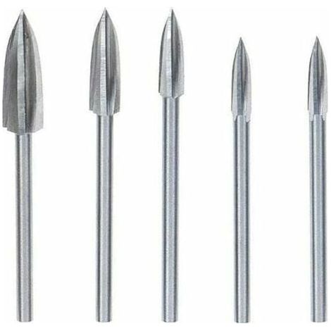 5 Pièces Fraise Outils De Sculpture Gravure Foret Ensemble Bois Carbure Solide Meulage Fraise En Acier Couteau Pour Bricolage Travail Du Bois Sculpture Gravure Et Forage Argent (1/5)