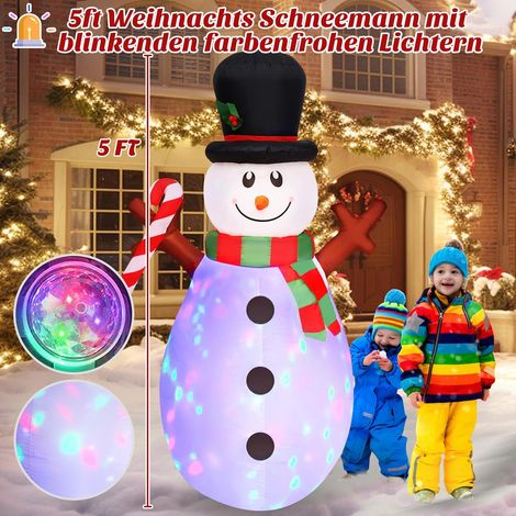 Pupazzo di neve gonfiabile di Natale da 150 cm con luci LED rotanti colorate, decorazione natalizia gonfiabile per esterni, pupazzo di neve luminoso, decorazione natalizia per prato e giardino (1/4)