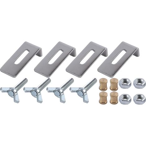 Lot de 4 supports d'évier encastrables en acier inoxydable en forme de L avec écrou de tige M6 pour cuisine et salle de bain (1/5)