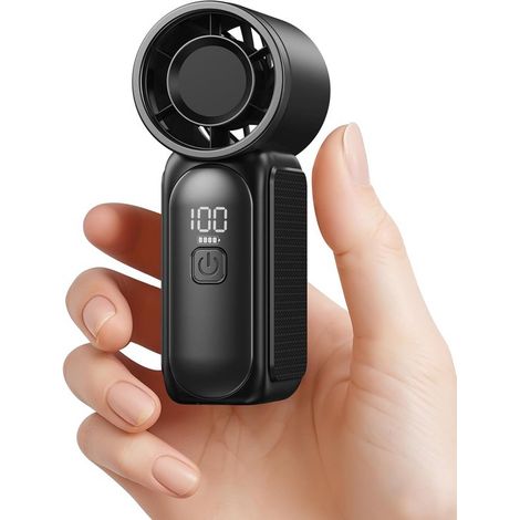 Mini ventilatore portatile，6 velocità，16.900 giri al minuto，con display a LED，ricaricabile tramite USB，i viaggi e le attività all'aperto. (nero) (1/5)