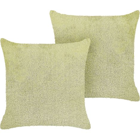 Conjunto de 2 cojines de poliéster verde 45 x 45 cm accesorio decorativo boho Pilea (1/5)