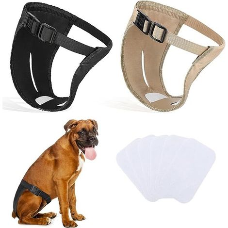 Pantalon pour Chien, Couches pour Chien avec Serviettes hygiéniques, Pantalon de Protection réglable pour chiennes en Chaleur, saignement mensuel (2XL) (1/5)