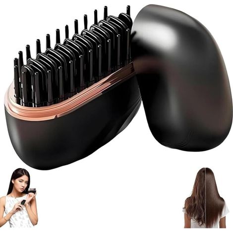 Brosse soufflante sans fil 2 en 1 – Mini rechargeable USB – 3 températures (160-200°C) – Anti-brûlure – Pour cheveux lisses et bouclés (1/5)