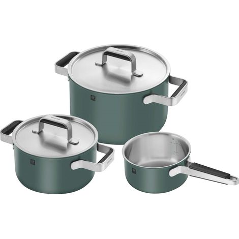 Zwilling Pure jeu de 3 casseroles vert en acier inoxydable