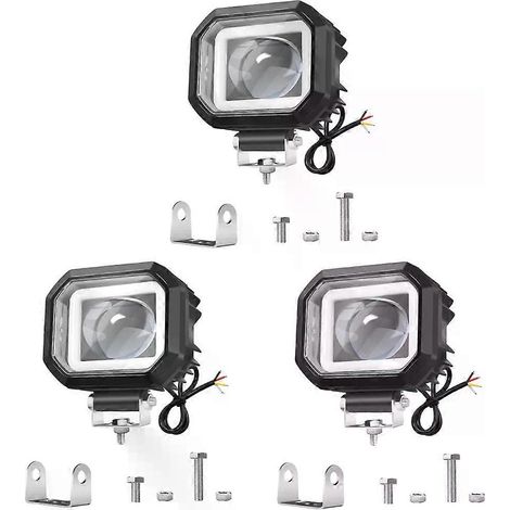 Phare auxiliaire 40 W 12-80 V pour moto, mini projecteur blanc/jaune, étanche. (1/5)