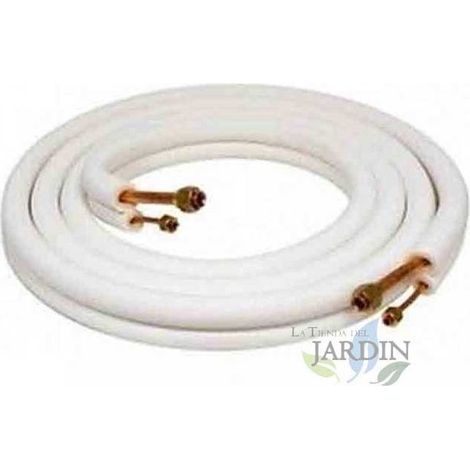 Suinga – Tube en cuivre à double isolation 5 mètres – 1/4 et 3/8 avec écrous et évasements – Prêt à monter pour installation de climatisation