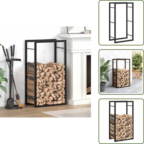 Portant de bois de chauffage Noir mat 50x28x94 cm Acier - Support Bois De Chauffage - Porte-buches - Stockage Bois - Rangement Bois - Cheminée (1/5)
