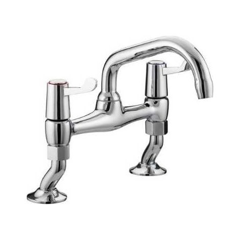 Bristan Value Lever Chrome Pillar Bridge Kitchen Sink Tap with Ceramic Disc Valves - VAL2-PSNK-C-CD