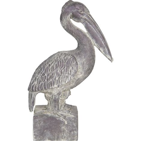 Statue de Pélican Décorative sur Rocher en Plastique Gris pour Maison et Jardin 23 x 13 x 37 cm - PANGIVO (1/3)