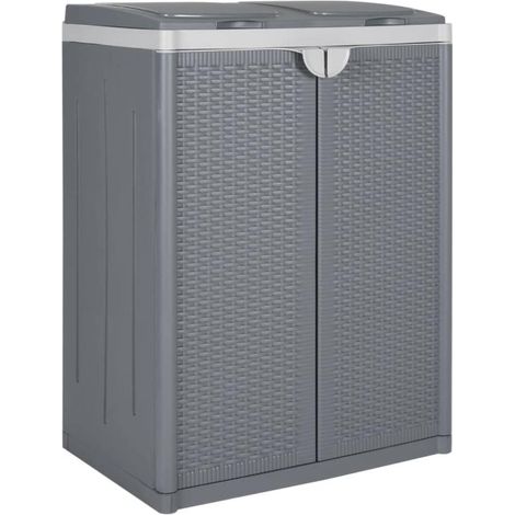 Poubelle avec 2 portes 65 x 45 x 88 cm PP gris (1/5)