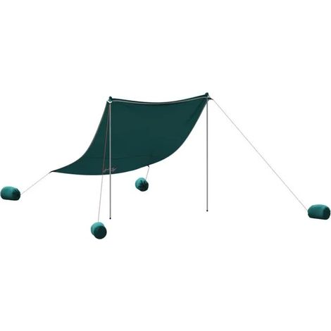 Auvent de plage avec ancrage pour sable vert, dimensions 214 x 236 cm (1/5)