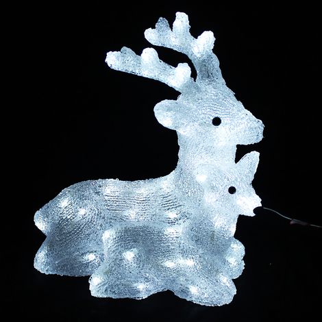 Acryl Hirsch mit Baby 60 LEDs kaltweiß-MLK037H (1/5)
