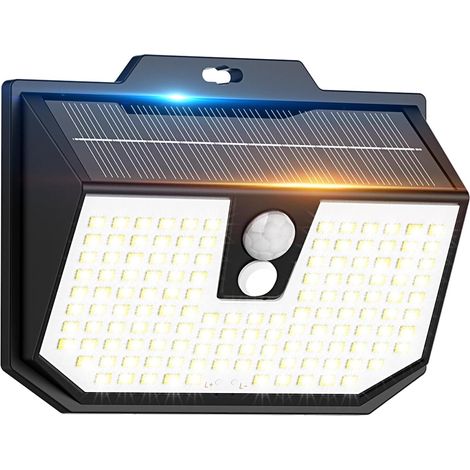 Filiyano – Lampe solaire extérieure 132 LED – Détecteur de mouvement PIR, 3 modes, 3000/6000 K – Étanche IP65 – Jardin, garage, terrasse (1/5)