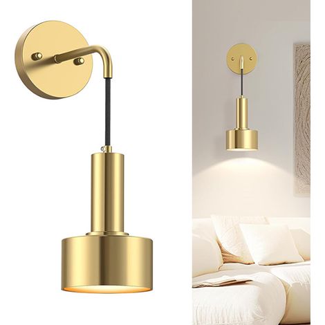 Luminaire Mural LED E27 - Éclairage Décoratif Nuit, Lampe de chevet, Applique Murale Design Bronze (Fonction Veilleuse, Ampoule Exclue) (1/5)