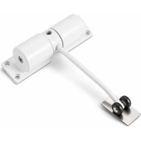 Ferme porte hydraulique rond inox blanc pour porte coupe feu (1/5)
