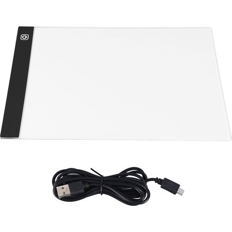Ortviai Tableau de traçage LED A4 avec 3 niveaux de luminosité, alimenté par USB – plaque de copie pour dessin et animation